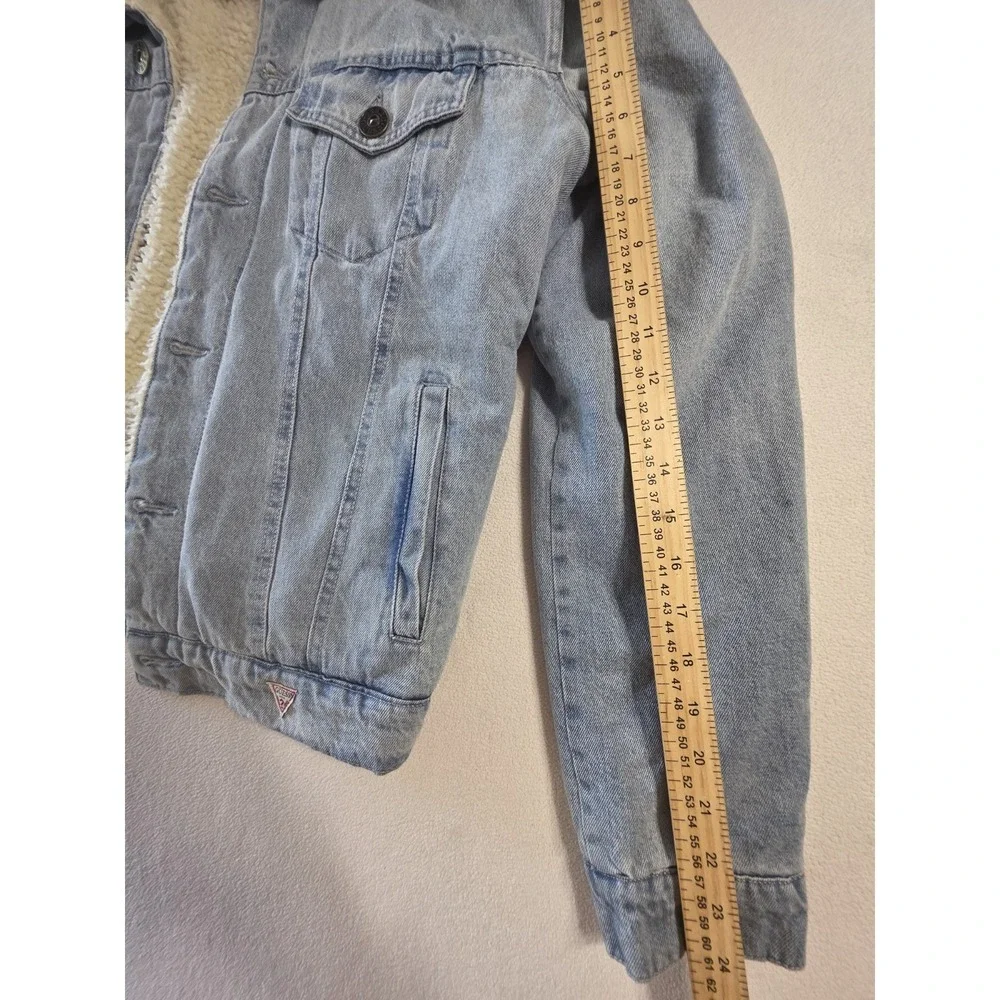 Size S- Guess Jean Light Blue White Fur Jacket